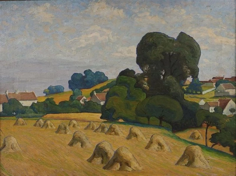 René Schützenberger - Paesaggio bretone con pagliai